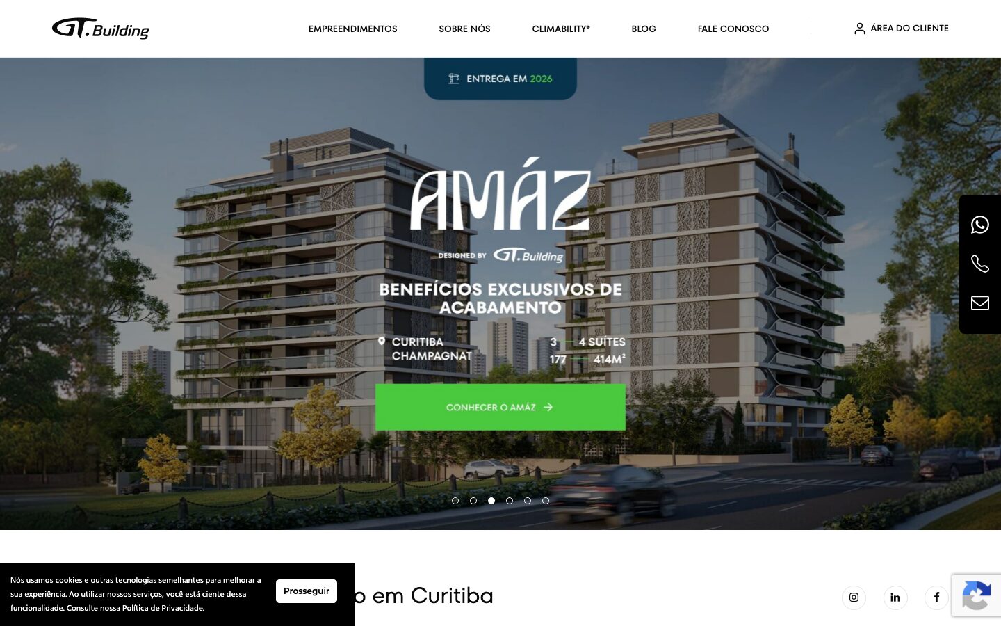 a capa do site da GT Building