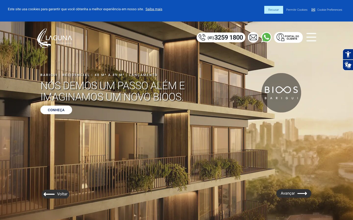 a capa do site da Laguna