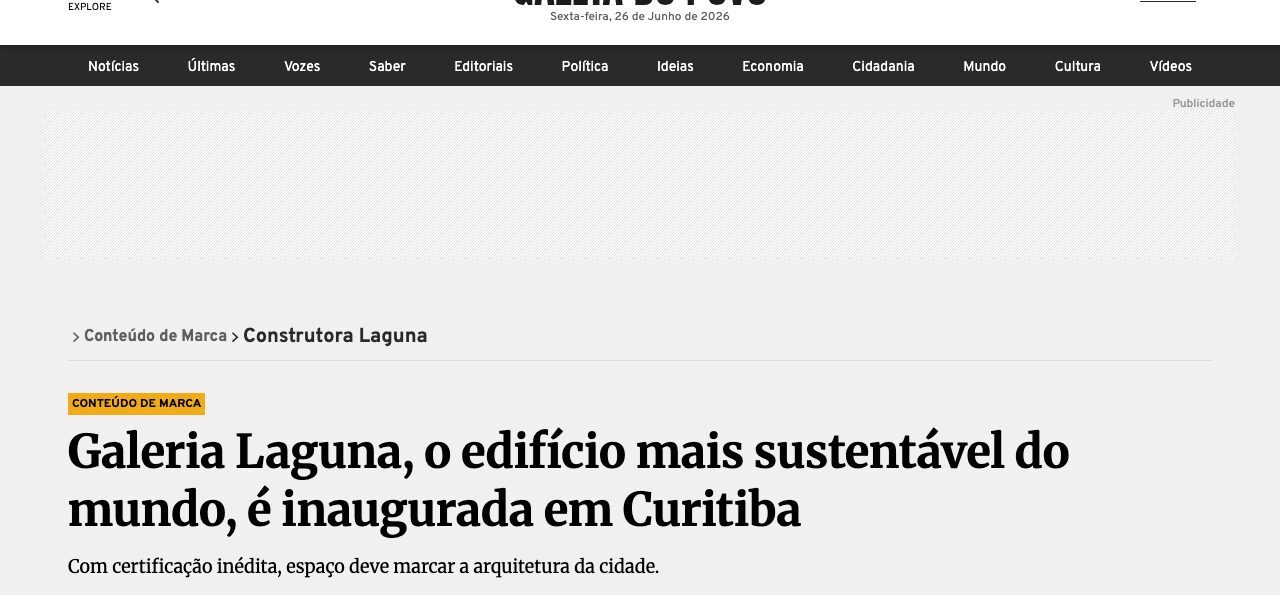 matéria da Laguna marcada como Conteúdo de Marca