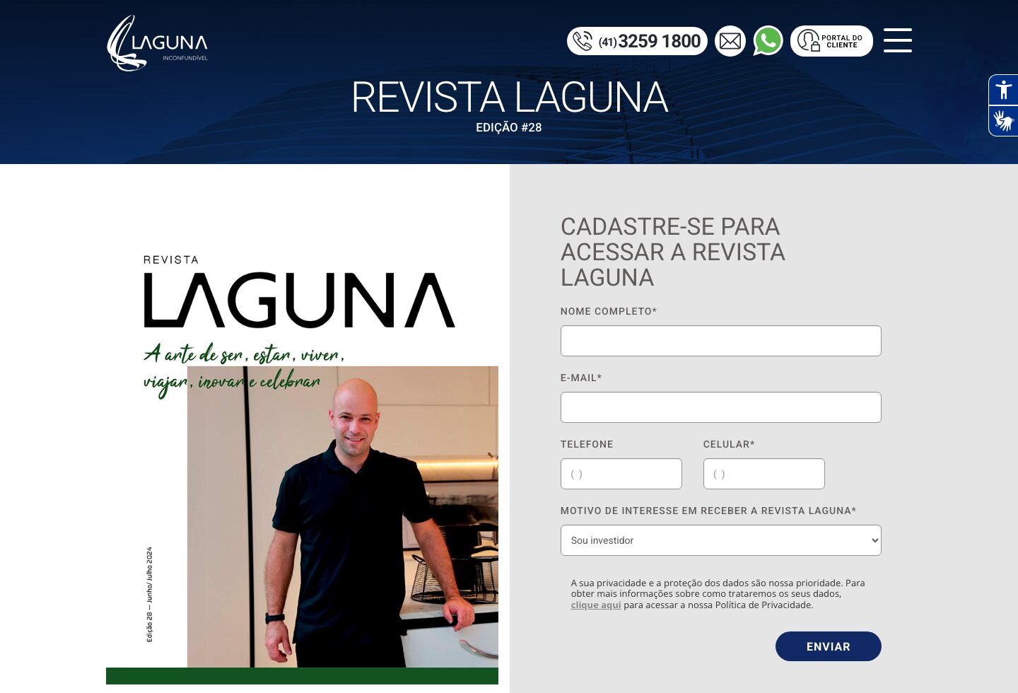 formulário de cadastro da Revista no site