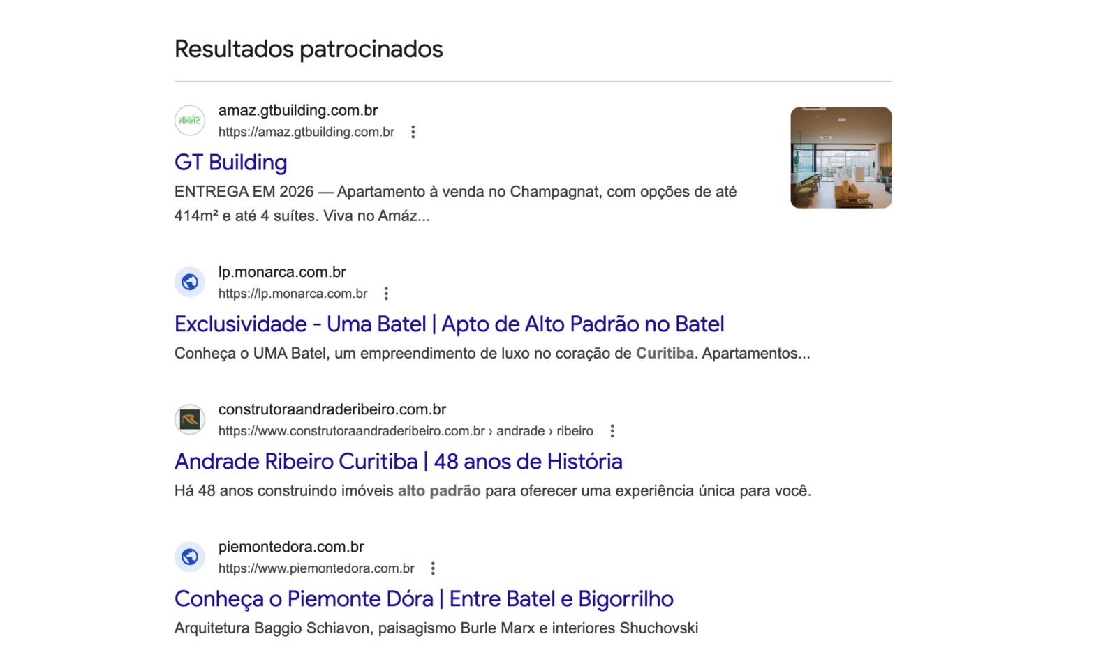 anúncios pagos de concorrentes