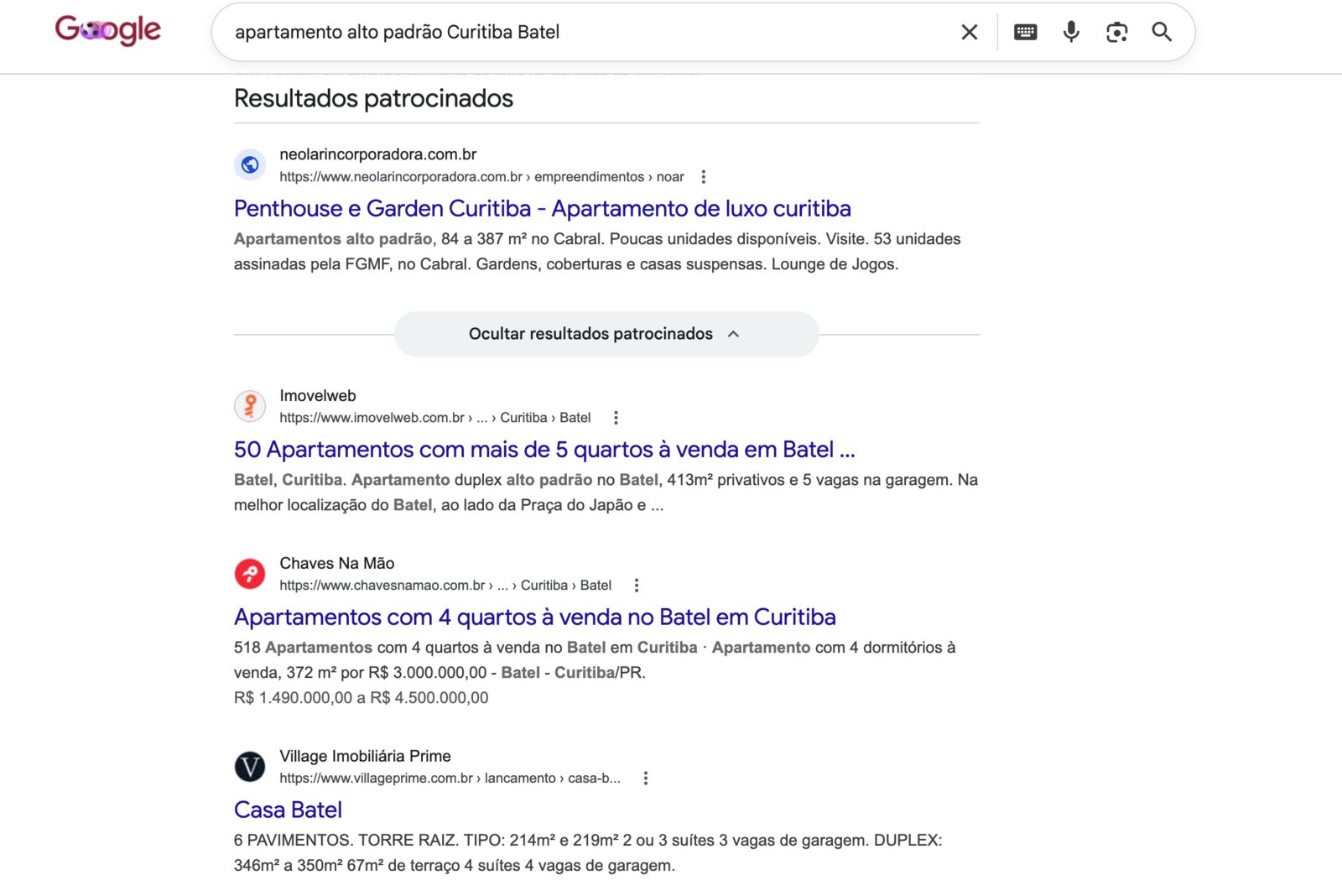 busca apartamento alto padrão Batel